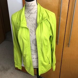 Women' tangerine neon jacket zip up new never worn med large no flaws